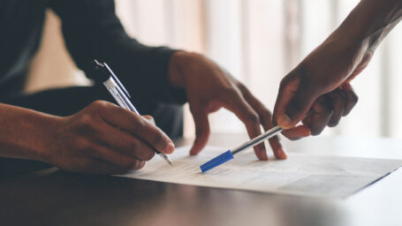 Filling out paperwork