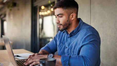 man working on a computer