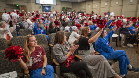 Nurses celebrating receiving magnet status