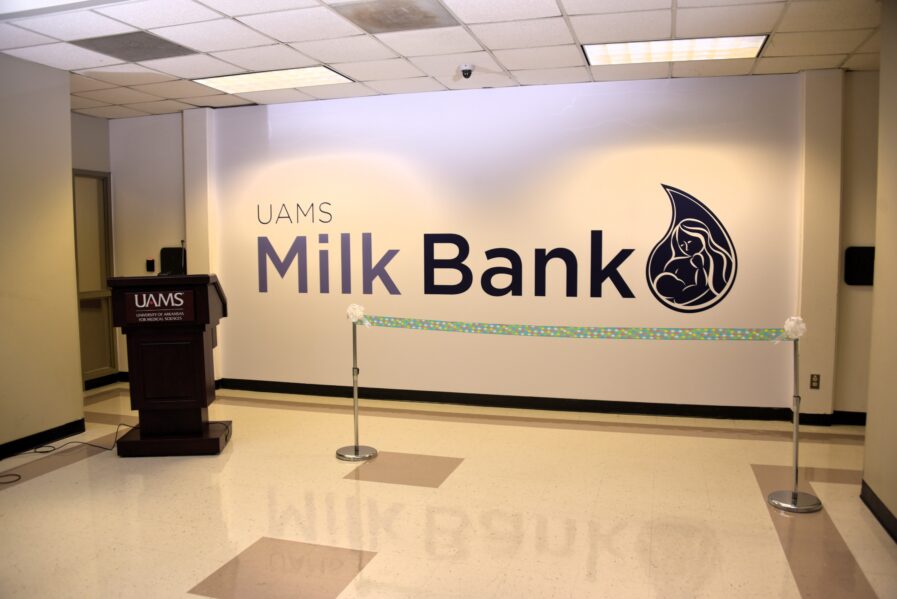 Uams milk bank logo wall
