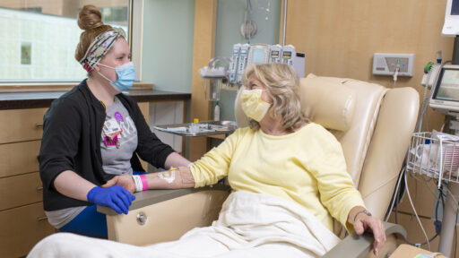 UAMS Health provider and patient in Infusion Center A
