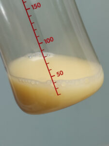 A bottle of colostrum milk