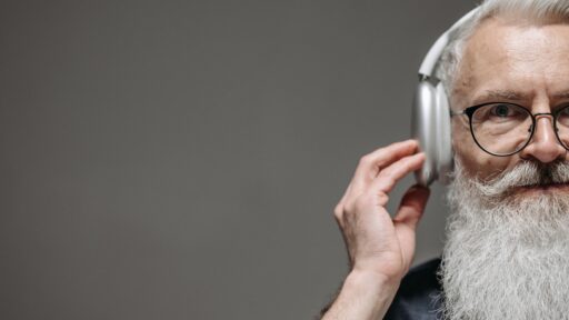 Older man with headphones