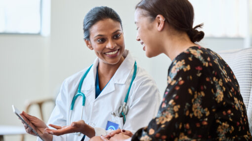 a patient talking to doctor