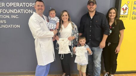 Haley Clark and her family with the angel gowns