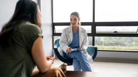 women talking to a mental health professional
