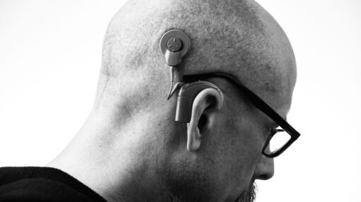 Man with hearing aids.