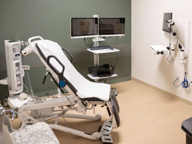 An exam room in the Urology Clinic