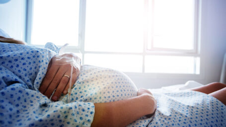 Pregnant woman in labor at the hospital