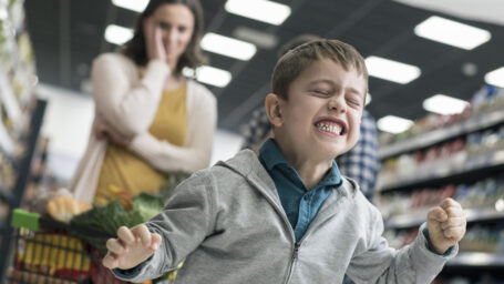 a child screaming in the supermarket