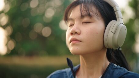 teen listening to music